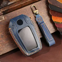 Car LED Display Key Cover Case for BMW Liquid Crystal 5 7 Series 535 730li 740 X3 X5 X7 Genuine Leather Keyring Shell