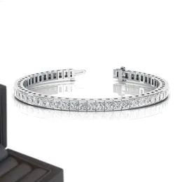 Benutzerdefinierte 925 Sterling Silber 4 mm quadratische Cluster-Tenniskette Pass Diamond Tester Vvs Moissanit Herren-Tennisarmbänder