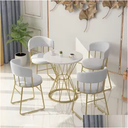 Sala de estar Mobília Nordic Light Negociação de Luxo Mesa Café Sobremesa Loja Cadeira de Metal para Decoração de Casa Interior Drop Delivery Garden Dh1Dt