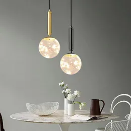 Candeeiro de cabeceira de cama minimalista Escandinavo Moderno Cheio de Estrelas Orbe de Vidro Decorativo Bar Restaurant Lustre