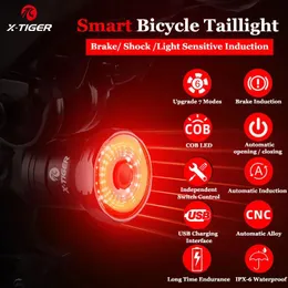 Luzes xtiger bicicleta luz traseira ipx6 à prova dwaterproof água led de carregamento inteligente freio automático luz detecção acessórios da bicicleta luz traseira