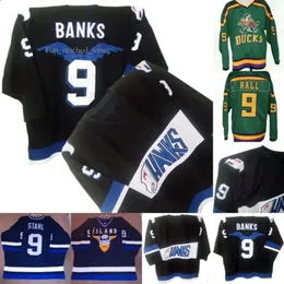 Mens Mighty Ducks Movie 9 Hawks Adam Banks Jesse Hall Jersey All Ed Embroidery Ice Hockey Jerseys S-5XL 1541