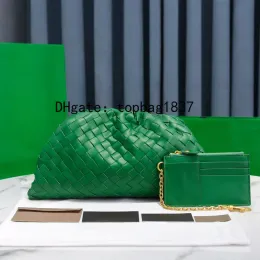 Borsa a mano del progettista Wanderer 10A qualità dello specchio Grado morbido Raro verde chiaro Borsa a mano in pelle intrecciata Borsa grande Portafoglio elegante di lusso di marca Alta qualità 2688