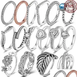 Cluster Ringe Echt 925 Silber Kreuz Für Frauen Klar CZ Engagement Party Geschenk Weibliche Feine Schmuck Anel Drop Lieferung Ring Otlqa