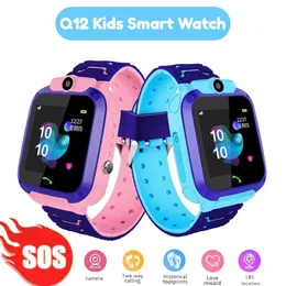 Watches Q12 Children's Smart Watch SOS Phone Watch Smartwatch For Kids Sim Card Photo IP67 Waterproof Watch Kids Gift för iOS Android