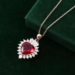 Hot Sale Design Women Custom Engagement Necklace 14 Karat Gold Plated Ladies Ruby Necklaces