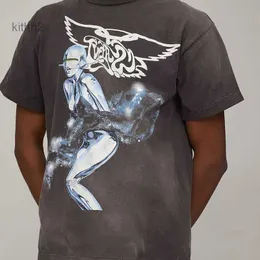 Дизайнерская модная футболка Saint Michael Hajime Sorayama с принтом робота в уличном стиле с короткими рукавами GRH9