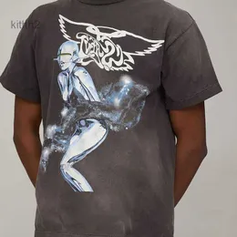 Maglietta di moda firmata Saint Michael Hajime Sorayama Robot Print Street Vintage a maniche corte GRH9