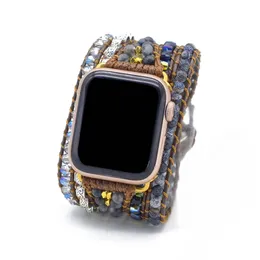 الأساور الأنيقة Apple Watch Band Boho Stone Wax Rope Bracelet Natural Stone 5 Wrap Bracelet Band Band WholesaledRopshiping