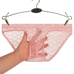 Underpants Men Low Waist Ultra-thin Transparent Sheer Mesh Briefs U Bulge Pouch Breathable Sexy Panties Underwear Cuecas Hombre