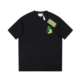 T-shirt da uomo di design pesante Made Italy Style T-shirt da ricamo con dinosauro cartone animato T-shirt da strada estiva da skateboard a maniche corte 24ss 0120
