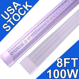 LED T8 Integrated Single Fixture, 8FT 18000lm, 6500K Super Bright White, 100W Utility LED Shop Light, Ceiling and Under Cabinet Light Corded Electric Garage usastock