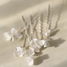 Haarspangen, Hochzeitsaccessoires, Porzellan-Blumennadel-Clip, silberfarben, Blatt-Kopfstück für Bräute, Brautjungfern, Haarnadel, Brautschmuck