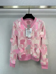 11014 2024 Runway Summer Brand Mismo estilo suéter de manga larga cuello redondo ropa de moda rosa de alta calidad para mujer WeilG760