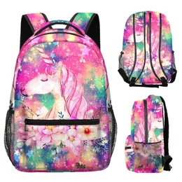 Väskor Populära Kpop Youthful School Väskor unisex Ny anime Unicorn Travel Påsar 3D Print Oxford Waterproof Notebook Shoulder Backpacks