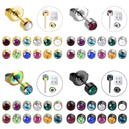 Stud Wholesale 12 Pairs Stud Earring for Ear Piercing Gun 4mm CZ Crystal 316L Surgical Steel Birthstone Piercing Earrings Jewelry 20G240120