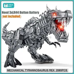 Blocks Jurassic Dinosaur World Large Mechanical Tyrannosaurus Rex Building Blocks T-rex Model with Lights Bricks Toys for Children Gift 240120