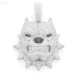 Nuovo arrivo Pitbull Spike Collare Ciondolo con diamanti 3ctw Rotondo Moissanite Collana con ciondolo Hip Hop Gioielli in argento personalizzati di fabbrica