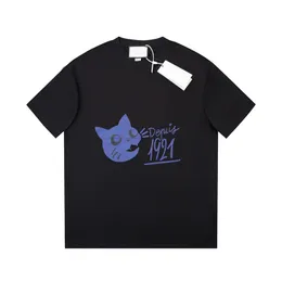 ヘビーメイドイタリアスタイルの猫ヘッド1921プリントティーデザイナーTシャツ春夏カジュアルファッションスケートボード男性女性Tシャツ24SS 0120