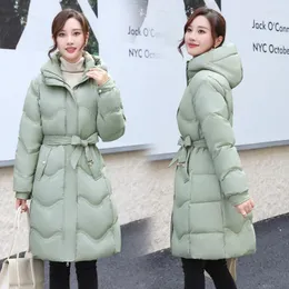 Frauen-Grabenmäntel Frauen Mid Parkas Mantel Herbst Winter 2024 Koreanische Mode Langarm Spitze Up Jacken Damen Casual