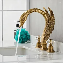 Rubinetti per lavandino del bagno Rubinetto antico diffuso a forma di cigno Rubinetto nero Miscelatore per lavabo di lusso e doccia fredda