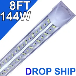 Lampada da negozio a LED, 8 piedi 144 W 6500 K bianco freddo, luci a tubo LED integrate T8 da 8 piedi, illuminazione per garage magazzino, forma a V, rendimento elevato, luci collegabili