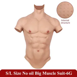 コスチュームアクセサリーHo Cosplay Male Suit Fake Belly Men's Chest Crossdresserリアルなシリコンなしオイルシミュレーション筋肉6g