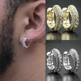 Stud Iced Out Hoop Earrings Cubic Zirconia Huggie Cartilage Cuff Hypoallergenic Luxury Fashion Round Earrings for Men Jewelry J240120