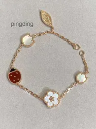 Designer di gioielli Catena Van Bracciale quadrifoglio Bracciale Cleef Van Bracciali Seven Star Ladybug Argento sterling 925 placcato oro 18k Bracciale Lucky Ladybug a cinque fiori