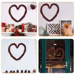 Decorative Flowers Rattan Woven Pendant Wall Hanging Adorn Heart Wreath Ornament