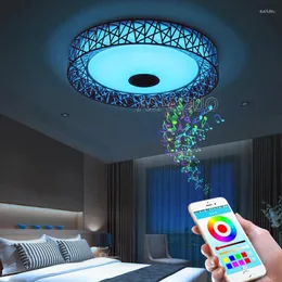 Taklampor Modern LED RGB DIMMABLE 36W App Remote Control Bluetooth Music Light Foyer Bedroom Smart Lamp AC85-265V