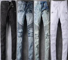 Высококачественные мужские рваные узкие байкерские джинсы, облегающие мотоциклетные байкерские джинсы для брюк, хип-хоп 28401160241