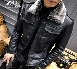 Maidangdi Men Judt Winter Faux Fur Coat Casal Motor Pu Leather Male Spring Autumn Solid Color Vintage Pele E P overcoat 2111193524764