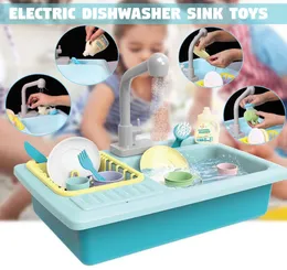 Bambini Nuova simulazione plastica Lavastoviglie elettrica Lavello Giochi di imitazione Set di giocattoli da cucina per bambini Ragazze Compleanno Regali di Natale LJ6133140