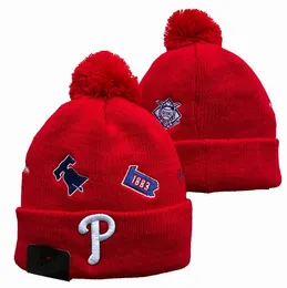 Phillies Beanie Sticked Philadelphia Hats Sportlag Baseball Football Basketball Beanies Caps Women Men Pom Fashion Winter Top Caps Sport Knit Hatts A0