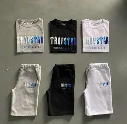 Модный мужской комплект футболок Trapstar, спортивный костюм с вышивкой букв, плюшевые шорты с короткими рукавами, motion Current 1132ess