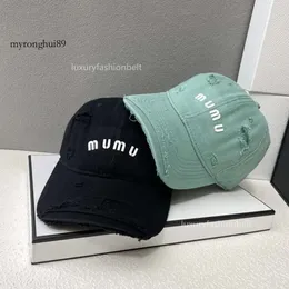 MIUI MIUI Baseball Cap Top Designer Women Baseball Cap Men Summer Sund Retro Classic Tide Hole Jean Caps Quality Bonnet Ponnet Hat Wholesale