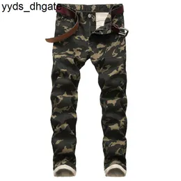 Lila jeans sträcker män armé smal grön tryckt casual byxor män camo personlighet med 6 färger 9vad