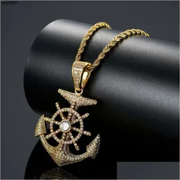 Anhänger Halsketten Mejuri Schmuck Quantum Hip Hop Micro Inset Zirkon Boot Anker Mann Halskette Link Kette Silber Überzogene Valentinstag Par