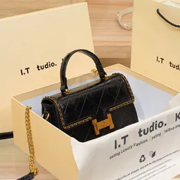 Borsa piccola quadrata da tenere a mano in vera pelle per la nuova borsa a tracolla moda di nicchia autunno e inverno da donna per andare al lavoro, trucco e borsa per appuntamenti