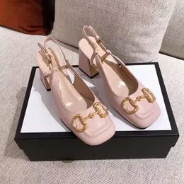 ETTD Marca retro clássico feminino vestido sapatos primavera e outono moda couro dedo do pé quadrado salto grosso salto alto 100% couro genuíno fivela de metal