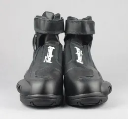 Högkvalitativ tankad lädermoto stövlar Motorcykelstövlar Män Racing Botas Motocross Storlek 4041424344445 T75090 Black6670788