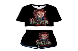 Seed Of Chucky 3D поп-шорты и футболки Кукла-призрак женские комплекты из двух предметов с крутым принтом из фильма ужасов для девочек укороченная верхняя одежда X06124675485