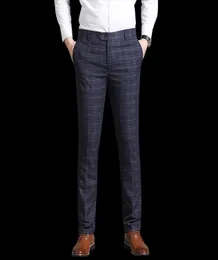 2019 nouveau pantalon de costume Business casual men039s pantalon à carreaux rayé pantalon gris marine taille masculine 29382817891