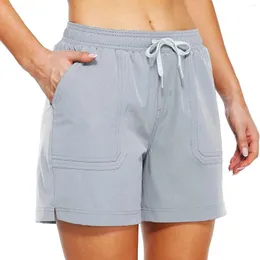 Pantaloncini da donna Pantaloni tinta unita alla moda Casual Comodi Cintura a vita alta con coulisse Sport Abbigliamento da spiaggia femminile