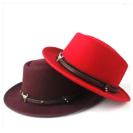 Berretti 2024 Uomo Donna Inverno Pork Pie Cappello di lana Fedora Trilby Fascinator Dance Party Jazz Taglia 58CM