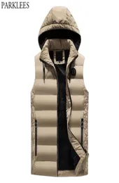 Men039s Gilet imbottito con cappuccio rimovibile invernale Casual Piumino trapuntato caldo da uomo Antivento Veste Sans Manche Homme3802008