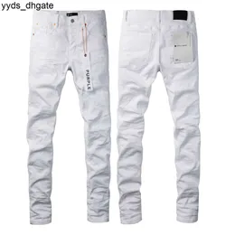Jeans viola 2023 pantaloni da uomo in denim bianco solido slim fit di marca pantaloni streetwear N83G