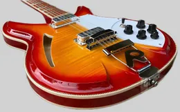 381エレクトリックギター、12弦チェリーサンライズ、炎のメープル、R字型のテールピース、高品質のギター付きのボディトップアンドバック