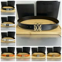 Designer Luxury Armiri Belt Fashion Mens Classic Buckle Wide Soft Leather Strap mångsidiga byxor Midjebälte med logotyp Box 02